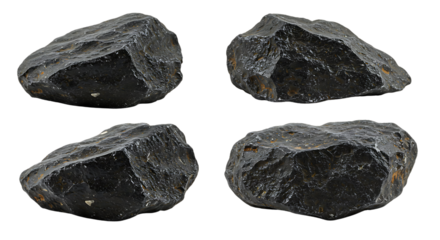 Rough Dark Rocks With Jagged Edges isolated on a transparent background stone black