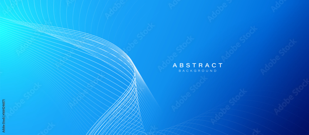 Poster blue minimal dynamic curved lines abstract futuristic hi technology background with lighting effect