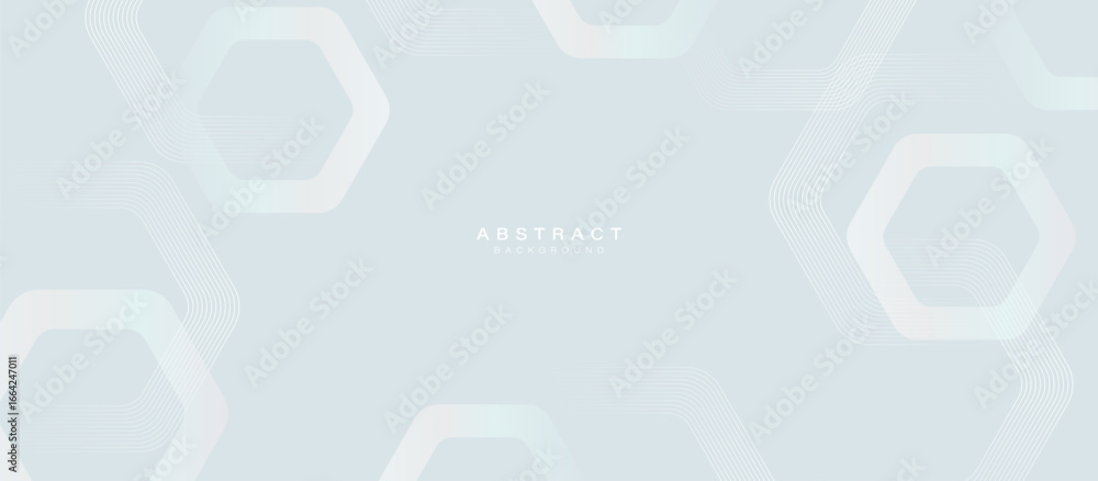 Poster minimalist abstract background with hexagon lines and soft gradients in light tones