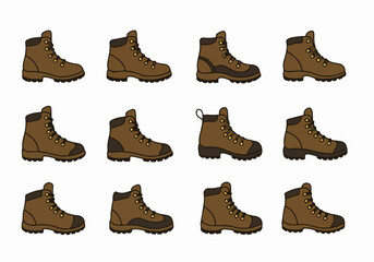 Backpack collection in flat style with transparent background