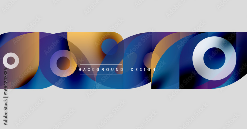 Poster abstract colorful design. overlapping shapes create dynamic visual effect. modern background with te