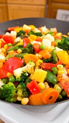 A wok filled with a colorful medley of freshly cooked vegetables