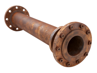 Industrial Rusty Metal Pipe with Flange Fittings