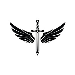 Black winged sword emblem wings white