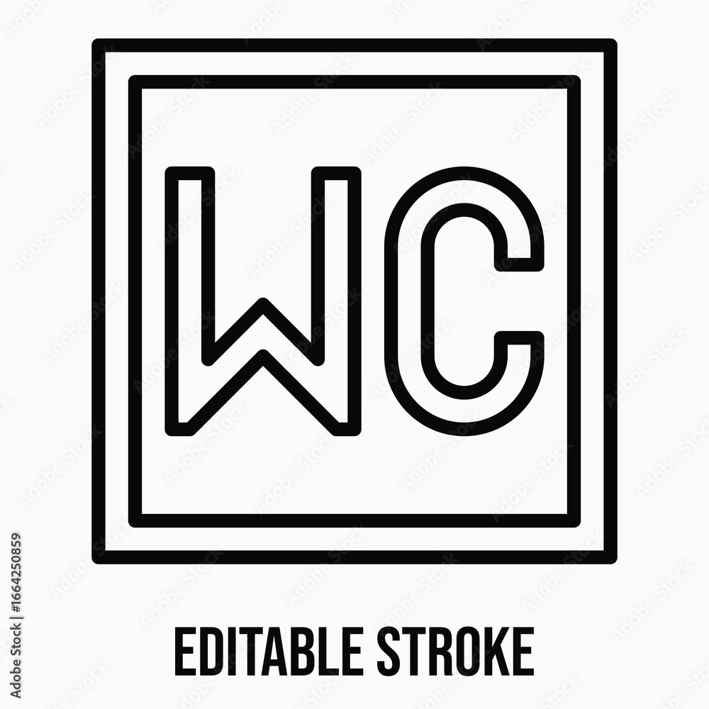 Poster wc signboard vector icon, isolated vector lineal style icon, editable stroke.