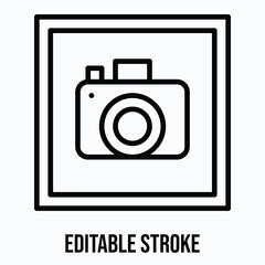 Camera, Photography Sign Vector Icon, Isolated Vector Lineal Style Icon, Editable Stroke.