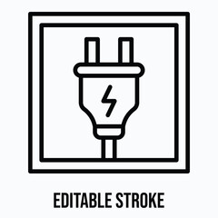 Obraz premium Power Plug Vector Icon, Isolated Vector Lineal Style Icon, Editable Stroke.