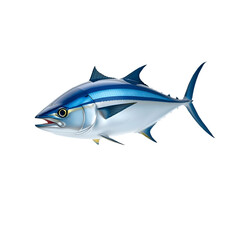 Fototapeta premium Blue Tuna Fish Illustration on White Background