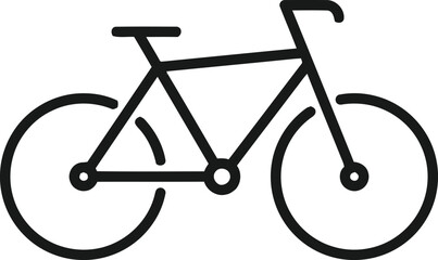 Simple black line art illustration of a classic bicycle on a white background