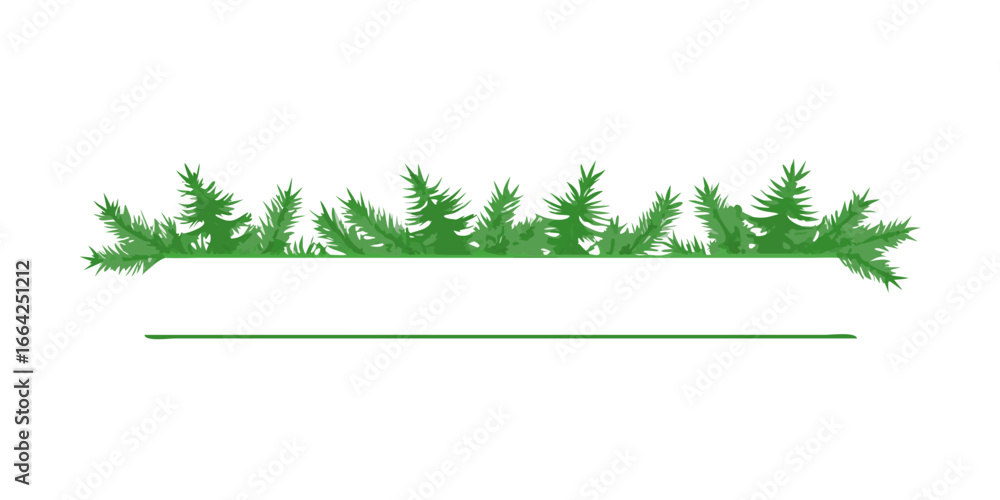Poster fir tree branch border with thin line accent