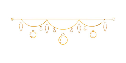 Golden Christmas hanging garland with decor