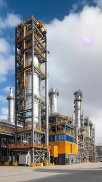 An emphasis on the exhaust system of asphalt factories, which incorporates cutting-edge carbon capture technology to demonstrate the systems that filter and trap CO2 emissions during manufacturing