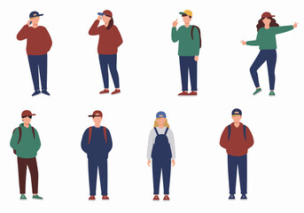 Group of young people standing with various poses