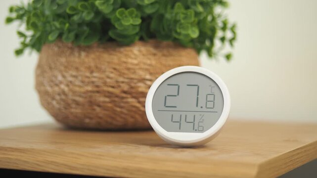Indoor temperature and humidity displayed on digital device