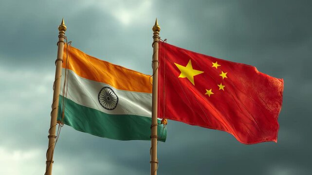 Diplomatic relations between india and china international flags political context outdoor wide angle global unity