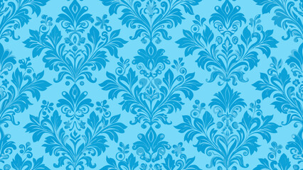 Vector art of elegant blue damask pattern, perfect for adding a touch of vintage charm and sophistication to your design projects and creative endeavors