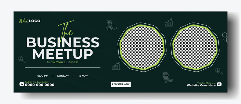 Business Startup Conference Banner with Professionals and Registration Call to Action