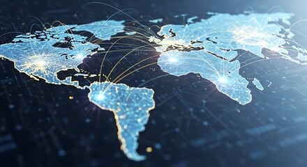 Global Network Connections on World Map.