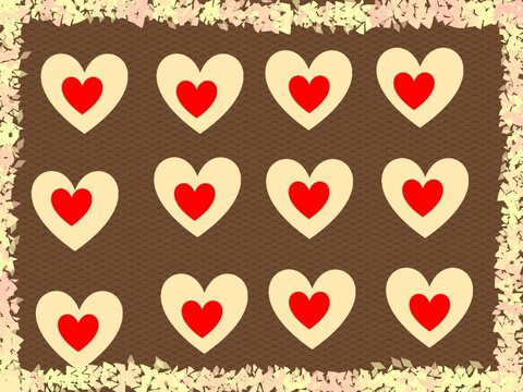 Heart with  maron  colour background 
