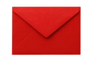 Red envelope lying closed on transparent surface, suitable for graphic design and communication needs