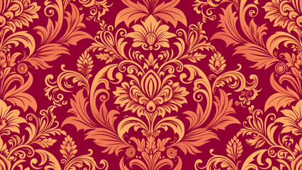 Vector art of vintage damask pattern background with floral ornament and decorative design for wallpaper, textile, and wrapping paper