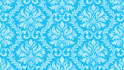Fototapeta premium Vector art of seamless damask pattern in light blue tones, perfect for backgrounds, textiles, wallpapers, and decorative projects with a vintage and elegant touch
