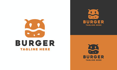Hamburger Monster Logo Design Food Symbol Graphic Vector