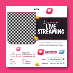 Social Media Influencer Live Streaming Event Promotion Template Design Layout