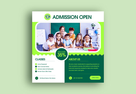 School Admission Flyer for Student Enrollment
