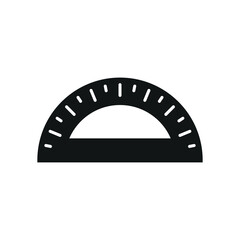 Protractor tool icon in bold glyph for education, drawing, and learning visuals.