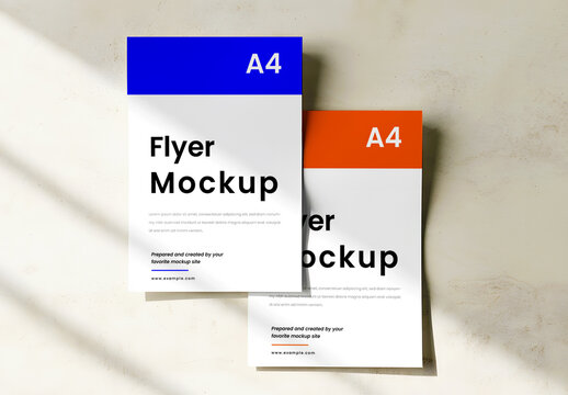 A4 Flyer Mockup with Blue and Orange Borders