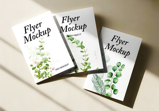 A4 Flyer Mockup with Botanical Leaf Design
