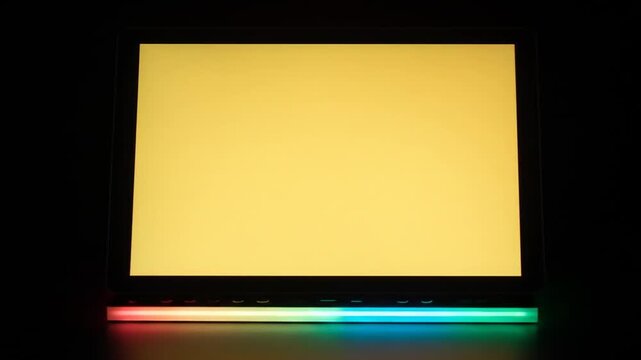 Animated flat panel device showcasing varied colors and vivid light effects ideal technology