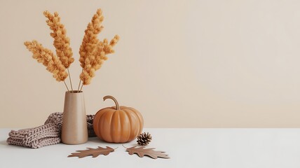 Autumn Still Life with Vase and Dried Grass