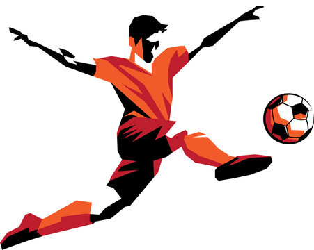 soccer players in various kicking and running poses, designed in flat style, perfect for sports and fitness illustrations, icons, or infographics.