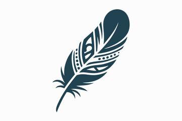 Obraz premium Ornate Feather Design in Teal, Coral, and Navy