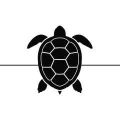 Obraz premium Black turtle silhouette on white background animal