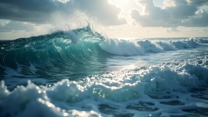 The majestic natural scenery of the waves