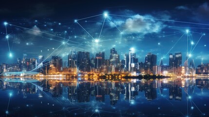 Obraz premium 5G, 6G, Big data wireless network, high speed internet, cloud computing or connect diagram technology, Data storage, service, synchronize, online, financial, Connectivity global, smart city, Gen AI