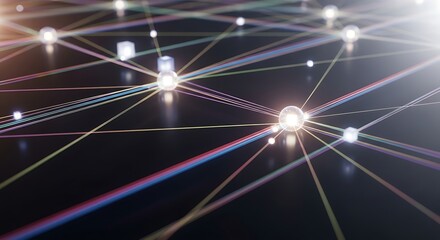 Fototapeta premium 3D Illustration of Parallel Optical Computing with Light Networks and Data Transmission, Concept of Photonics, Quantum Computing and Futuristic Technology 