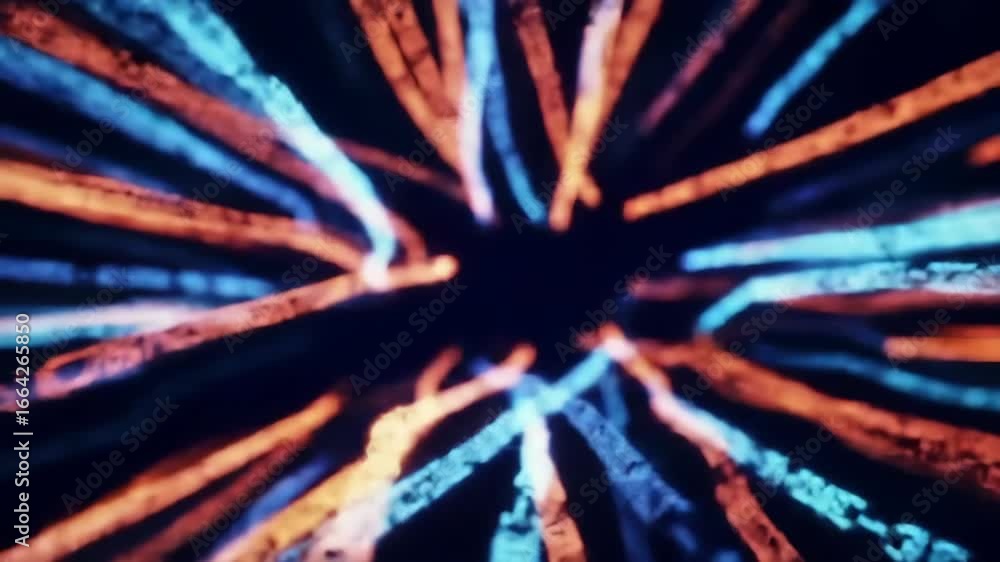 Aufkleber Dynamic abstract data streams in vibrant blue and orange streaks convey fast-paced digital information transfer, perfect for tech and future concepts.