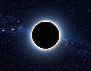 Solar eclipse in space with galaxy