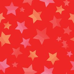 Seamless Pattern, Seamless pattern of colorful stars on a vibrant red background for festive design Stock royalty free  image.