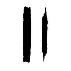 Abstract black paint strokes on white background, artistic brush marks illustration concept