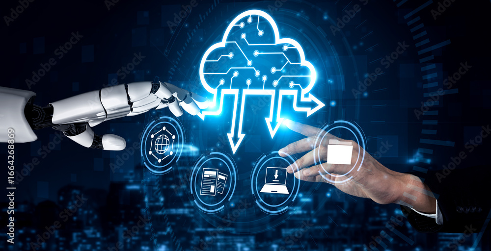 Aufkleber ai artificial intelligence optimizes cloud infrastructure with virtual assistants and intelligent au