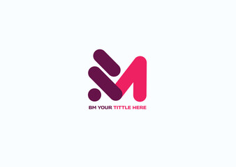 Abstract BM Monogram Logo Design in Red and Purple on White Background