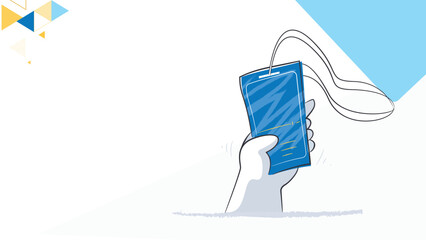 Hand Holding Smartphone with Earphones – Modern Flat Illustration