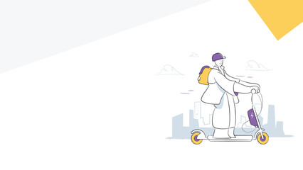 Eco-Friendly Urban Transport – Person Riding Electric Scooter Illustration