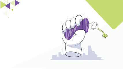 Hand Holding Key Illustration – Unlocking Business Success and Opportunities