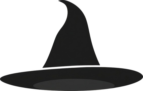 Spooky witch hat silhouette for magic halloween fantasy design